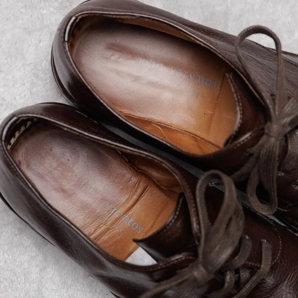 John Varvatos Dark Brown Leather Oxfords Derby Lace Up Shoes Mens 7.5